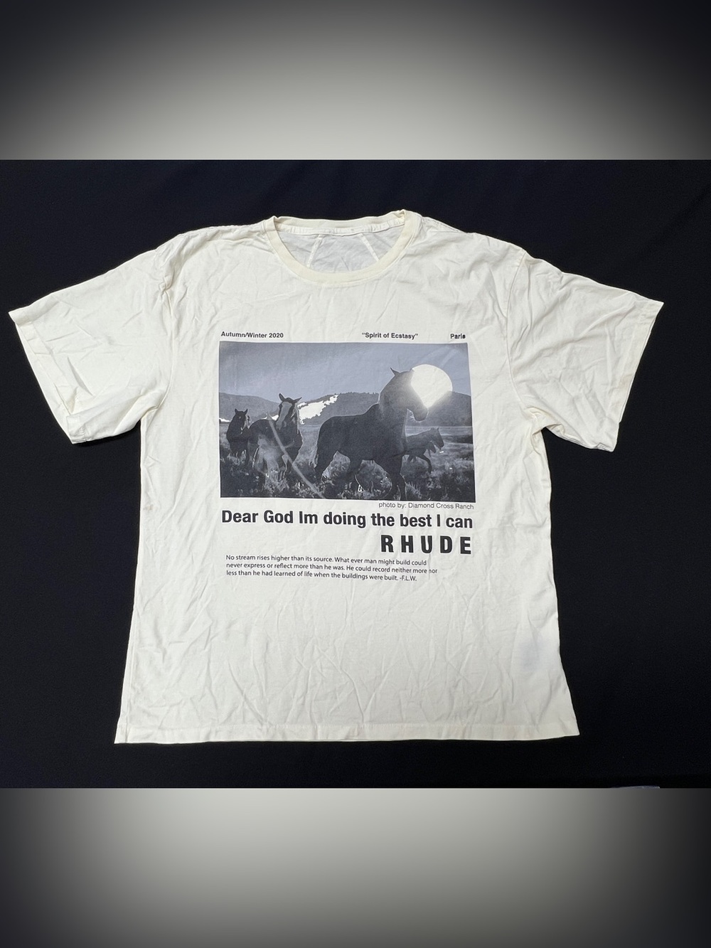 Rhude Spirit of Ecstasy AW20 Horse Graphic T-Shirt XL Unfinished